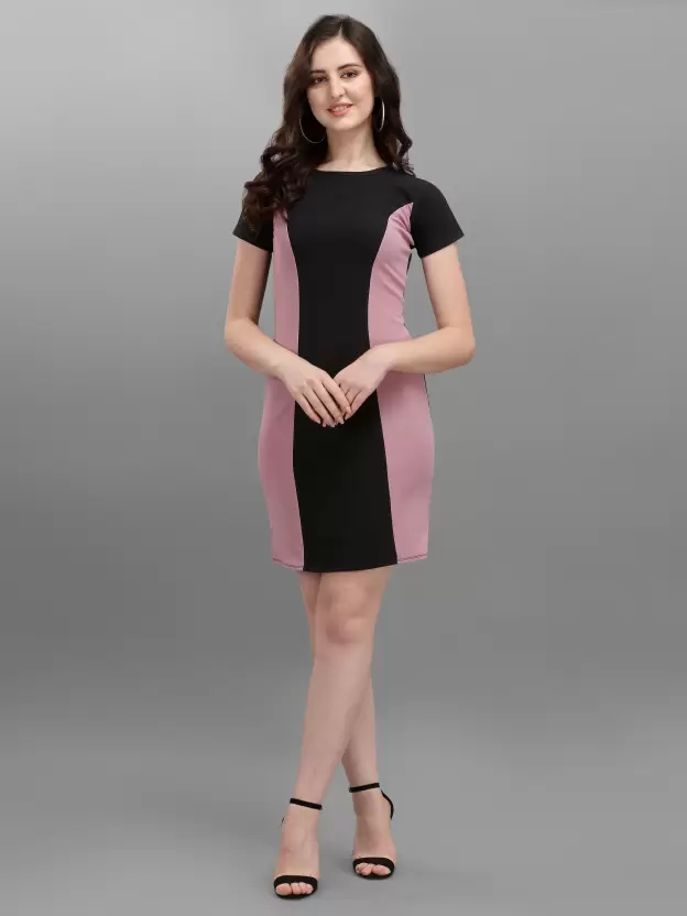 Shopsy Women's Elegant Purple & Black Bodycon Dress Shopsy Women's Elegant Purple & Black Bodycon Dress - Image 5