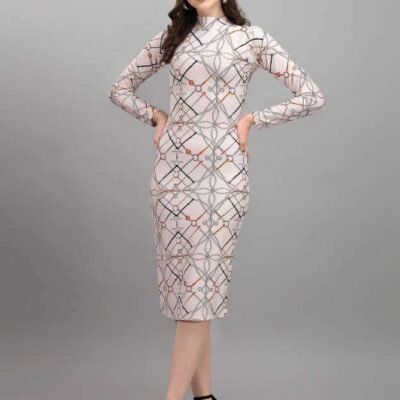 Shopsy Siri-Turtle Elegant Beige Bodycon Dress for Women