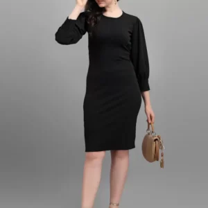 Shopsy Elegant Black Bodycon Dress for Women - Versatile & Comfortable