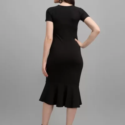 Alternative view of Shopsy Women's Elegant Midi Bodycon Black Dress - Stretchable