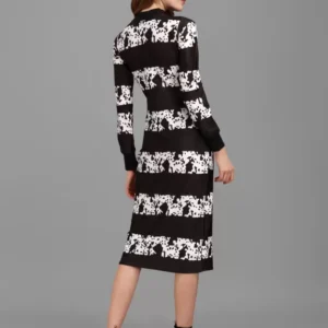 Alternative view of Shopsy Chic Black & White Bodycon Midi Dress for Women