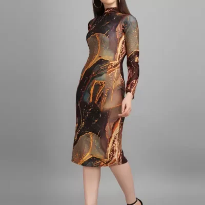 Shopsy Chic Brown Lycra Bodycon Dress - Embrace Elegance