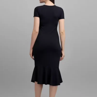 Alternative view of Shopsy Women's Bodycon Dark Blue Dress - Elegant Midi/Calf Length