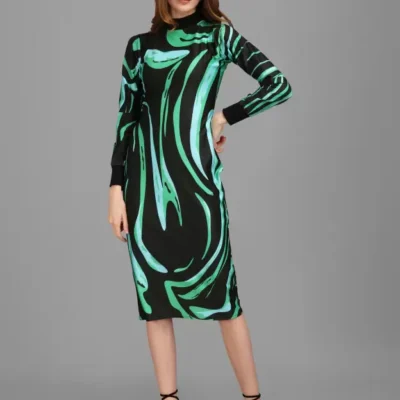 Shopsy Turquoise Green Midi Bodycon Dress for Women