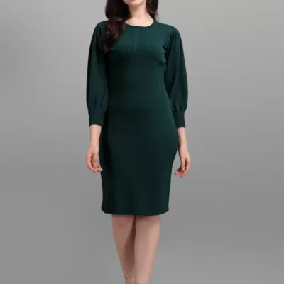 Shopsy Green Lycra Blend Knee-Length Bodycon Dress for Women