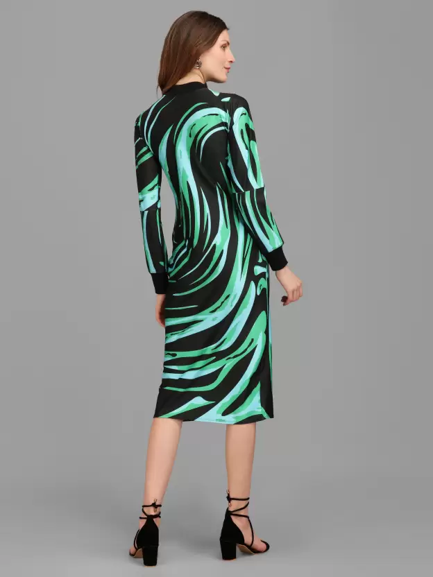 Shopsy Turquoise Green Midi Bodycon Dress for Women Shopsy Turquoise Green Midi Bodycon Dress for Women - Image 2