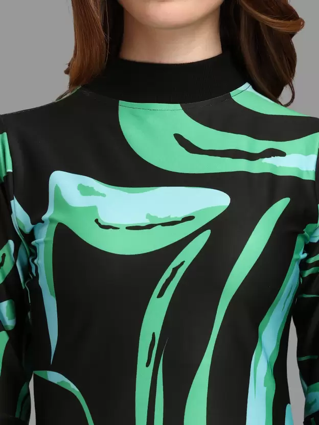 Shopsy Turquoise Green Midi Bodycon Dress for Women Shopsy Turquoise Green Midi Bodycon Dress for Women - Image 6