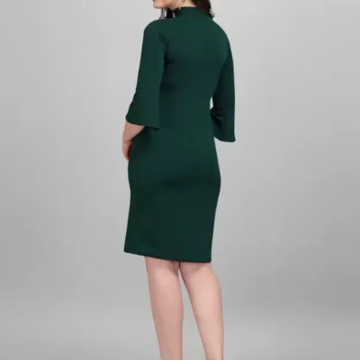 Alternative view of Shopsy Women's Elegant High Neck Bodycon Green Dress