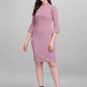 Shopsy Women Bodycon High Neck Purple Dress - Elegant & Comfortable