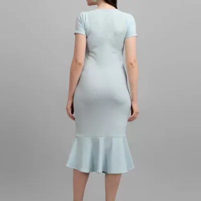 Alternative view of Shopsy Women's Bodycon Light Blue Dress - Elegant Midi/Calf Length