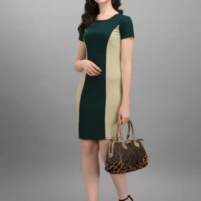 Shopsy Olive Green Bodycon Stretchable Dress for Women