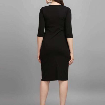 Alternative view of Shopsy Chic Peach & Black Bodycon Dress for Women - Elegant & Versatile