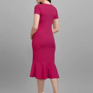 Alternative view of Shopsy Pink Bodycon Midi Dress for Women - Elegance & Comfort