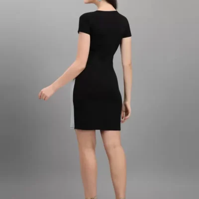 Alternative view of Shopsy Sky Blue & Black Bodycon Dress - Elegance Unleashed