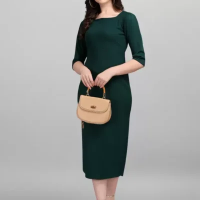 Shopsy Green Bodycon Midi Dress - Elegance & Comfort