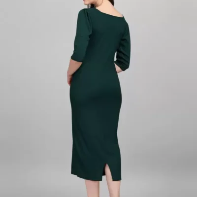 Alternative view of Shopsy Green Bodycon Midi Dress - Elegance & Comfort