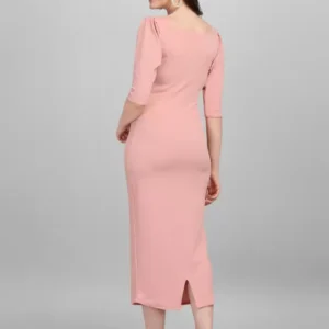Alternative view of Shopsy Peach Bodycon Midi Dress - Stretchable Lycra Blend