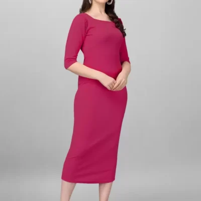 Alternative view of Shopsy Pink Midi Bodycon Dress for Women - Elegant & Stretchable