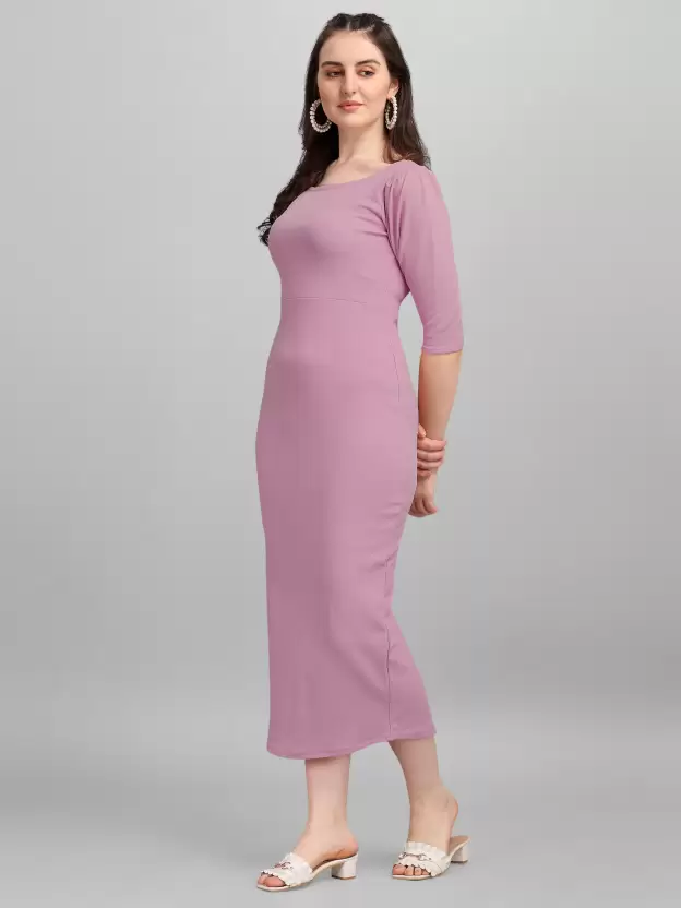 Shopsy Purple Midi Bodycon Dress - Elegance Meets Comfort Shopsy Purple Midi Bodycon Dress - Elegance Meets Comfort - Image 3