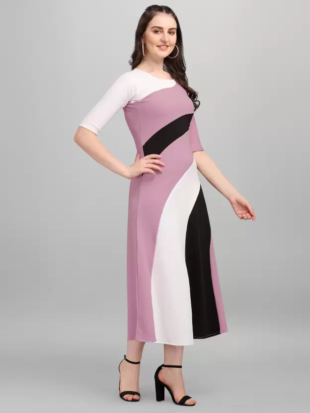 Shopsy Empire Maxi Multicolor Dress - Stretchable & Stylish Shopsy Empire Maxi Multicolor Dress - Stretchable & Stylish - Image 3