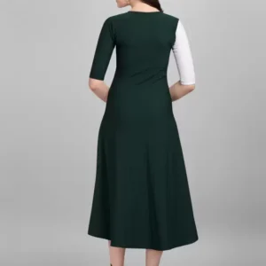 Alternative view of Shopsy Empire Maxi Dress - White & Green Stretchable A-line for Women