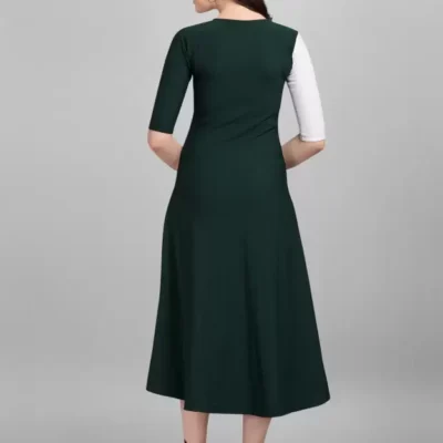 Alternative view of Shopsy Empire Maxi Dress - White & Green Stretchable A-line for Women