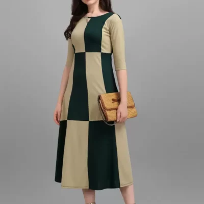 Shopsy Women's Multicolor Empire Waist Dress - Light Olive/Green