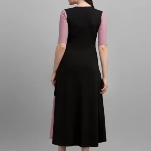 Alternative view of Shopsy Empire Waist Printed Midi Dress - Light Violet & Black