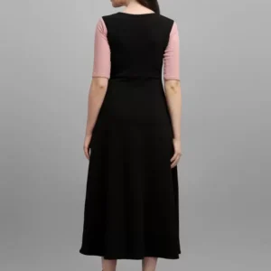 Alternative view of Shopsy Empire Waist Printed Dress - Peach/Black, Comfort Stretch