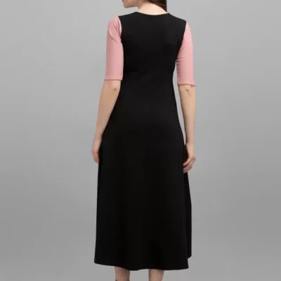Alternative view of Shopsy Empire Waist Colorblock Maxi Dress - Peach/Black/White