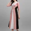 Shopsy Empire Waist Colorblock Maxi Dress - Peach/Black/White