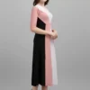 Shopsy Empire Waist Colorblock Maxi Dress - Peach/Black/White