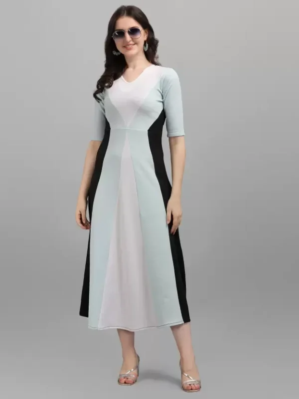 Shopsy Empire Waist Multicolor Maxi Dress - Elegant & Stretchable