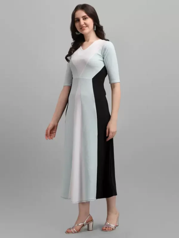 Shopsy Empire Waist Multicolor Maxi Dress - Elegant & Stretchable - Image 3