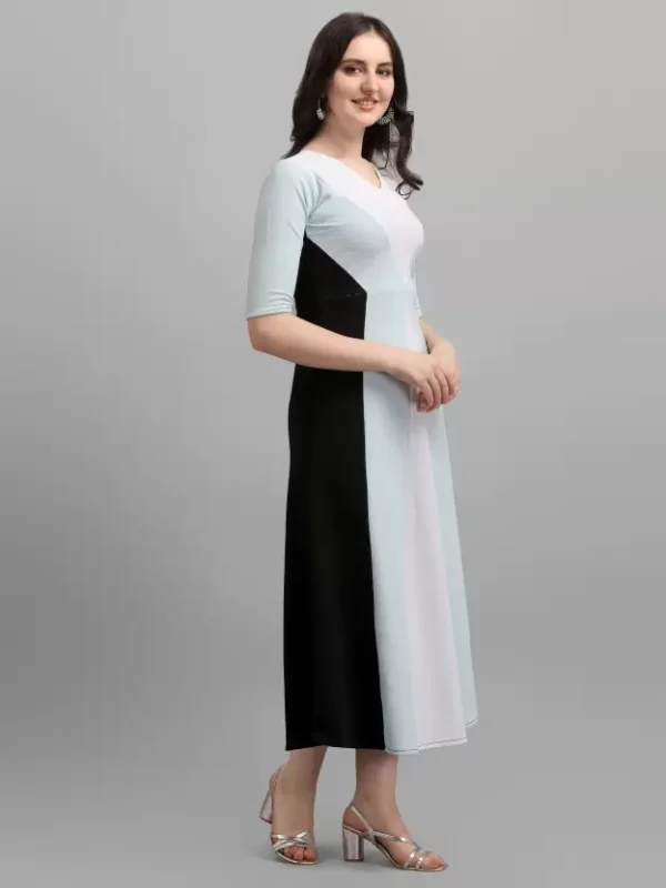 Shopsy Empire Waist Multicolor Maxi Dress - Elegant & Stretchable - Image 4