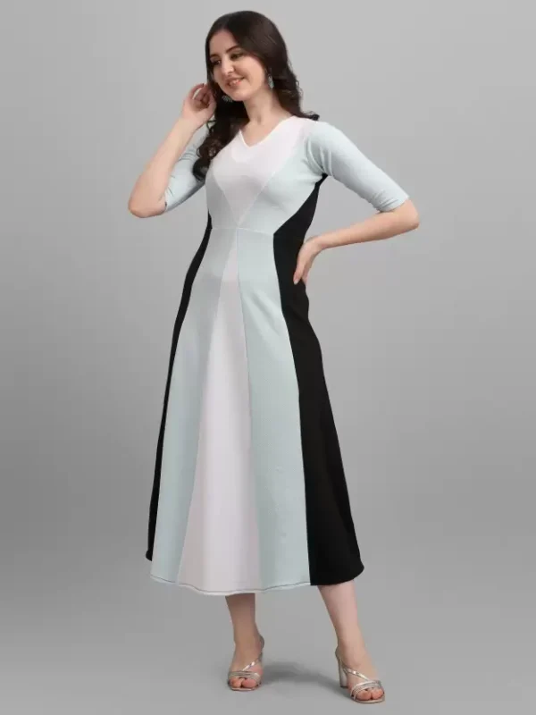 Shopsy Empire Waist Multicolor Maxi Dress - Elegant & Stretchable - Image 5