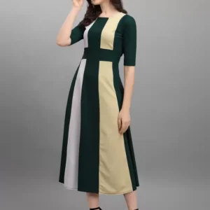 Shopsy Empire Waist Multicolor Flare Dress - Stretch & Style