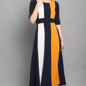 Shopsy Women's Empire Waist Multicolor Flare Dress - Vibrant & Stretchy