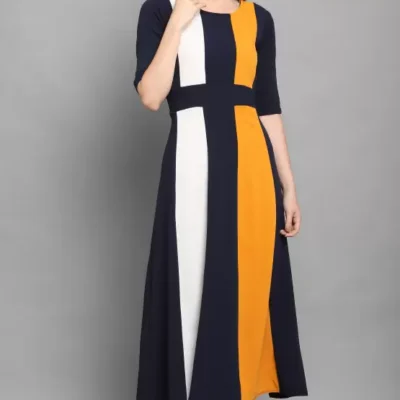 Shopsy Women's Empire Waist Multicolor Flare Dress - Vibrant & Stretchy