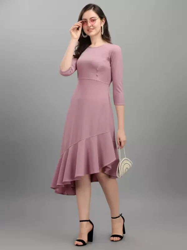 Shopsy Light Violet High-Low Dress - Elegant & Stretchable