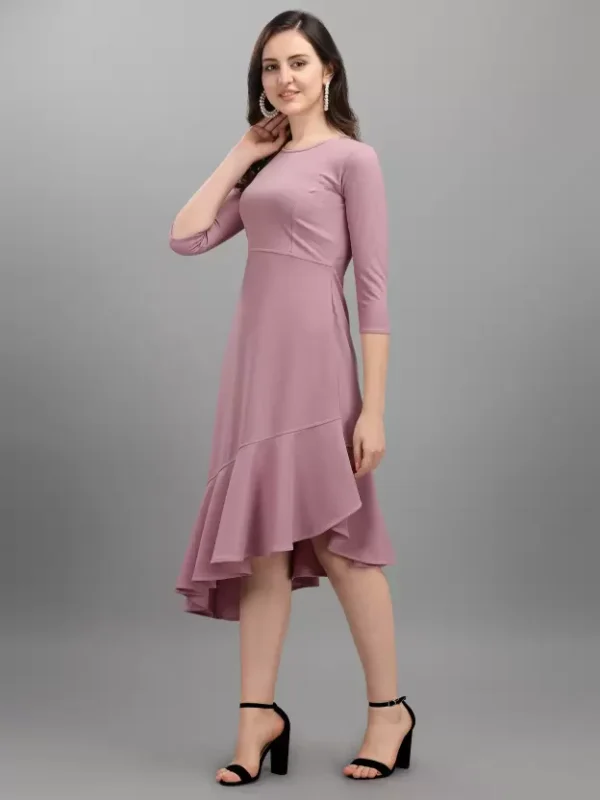 Shopsy Light Violet High-Low Dress - Elegant & Stretchable - Image 3