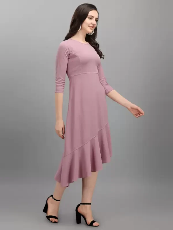 Shopsy Light Violet High-Low Dress - Elegant & Stretchable - Image 4