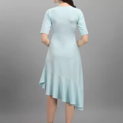 Alternative view of Shopsy Sky Blue High-Low Dress for Women - Elegant & Stretchable
