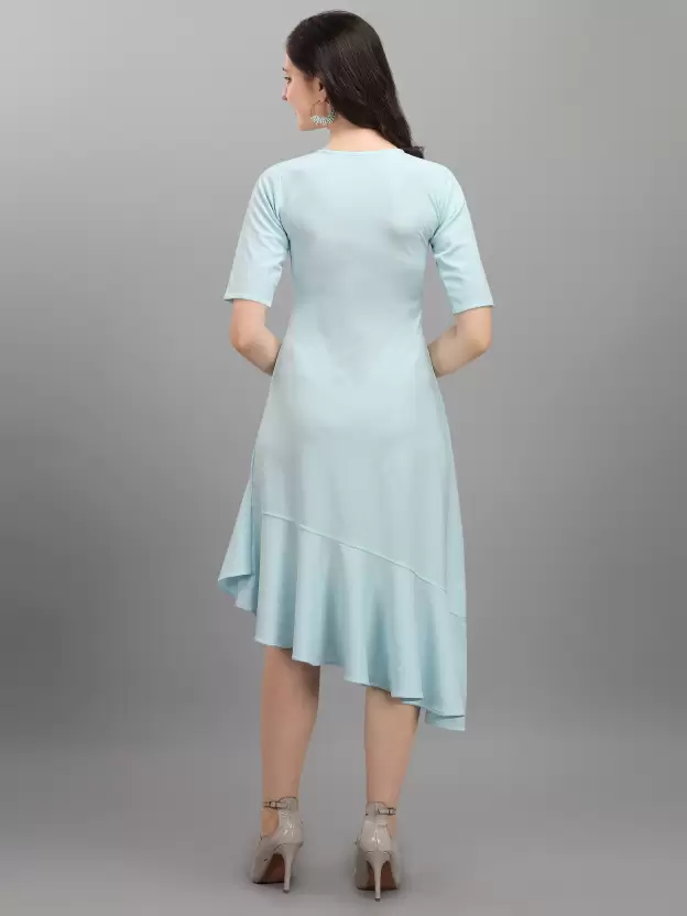 Shopsy Sky Blue High-Low Dress for Women - Elegant & Stretchable Shopsy Sky Blue High-Low Dress for Women - Elegant & Stretchable - Image 2