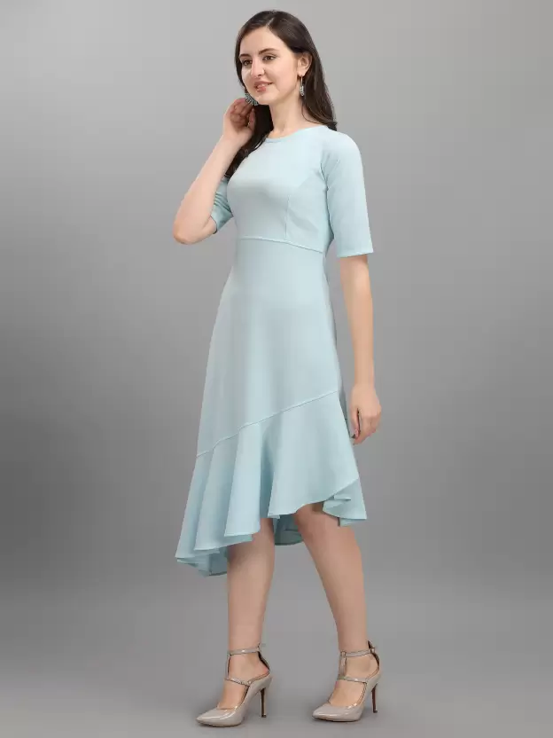 Shopsy Sky Blue High-Low Dress for Women - Elegant & Stretchable Shopsy Sky Blue High-Low Dress for Women - Elegant & Stretchable - Image 3
