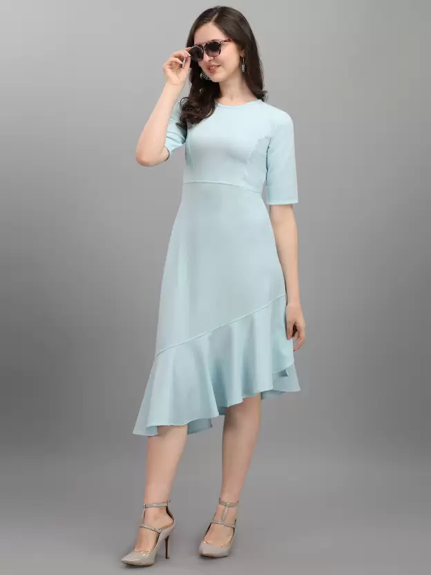 Shopsy Sky Blue High-Low Dress for Women - Elegant & Stretchable Shopsy Sky Blue High-Low Dress for Women - Elegant & Stretchable - Image 5