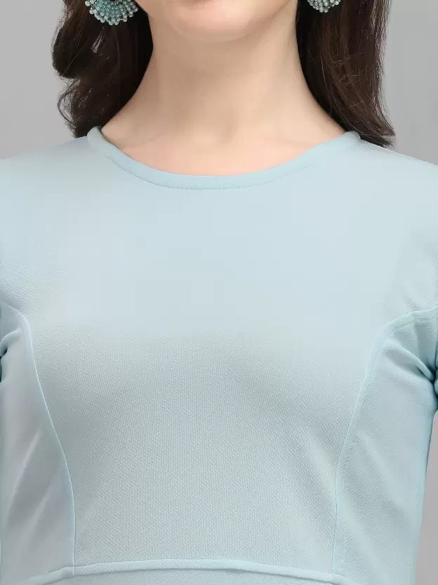 Shopsy Sky Blue High-Low Dress for Women - Elegant & Stretchable Shopsy Sky Blue High-Low Dress for Women - Elegant & Stretchable - Image 6