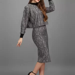 Shopsy Women's Oversized Top with Skirt - Elegant Purple Co-ords