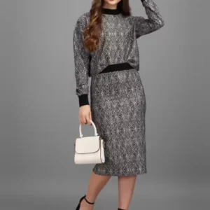 Shopsy Women's Oversized Top with Skirt - Elegant Purple Co-ords