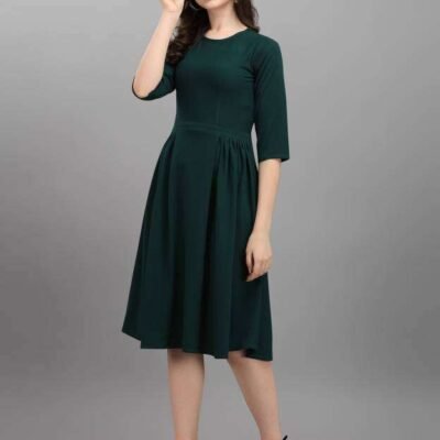 Shopsy Women's Fit & Flared Green Dress